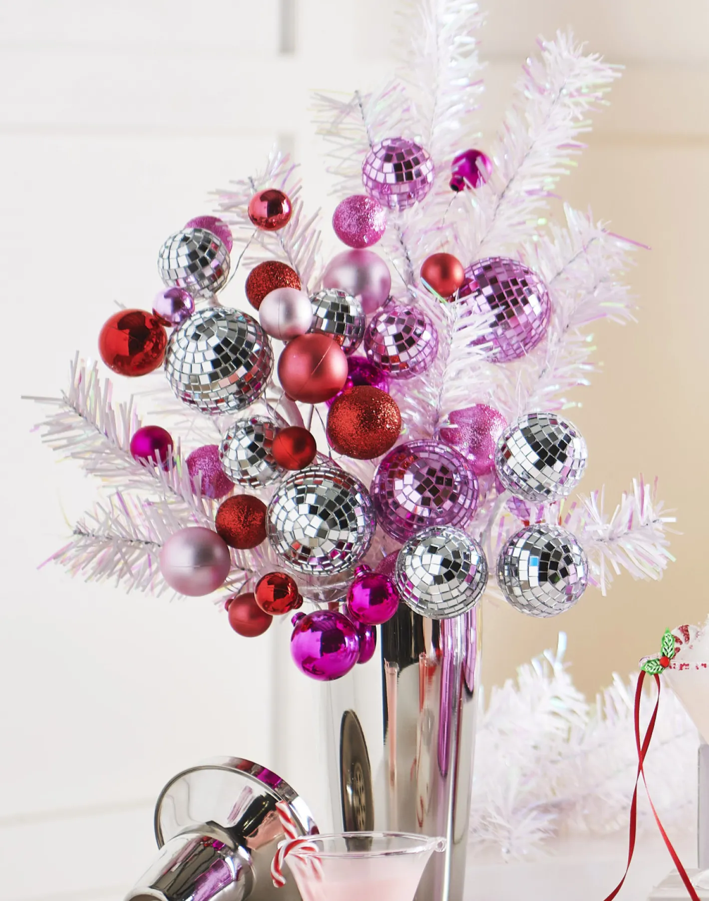 Raz Imports Raz 16" Silver Disco Ball Christmas Tree Spray F4432760 New