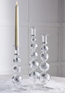 Raz Imports Raz 14.5" Silver Etched Snowflake Christmas Taper Candle Sticks Candle Holder Set of 3 4424629 Clearance