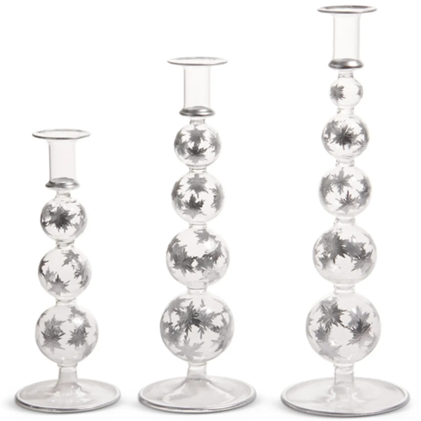 Raz Imports Raz 14.5" Silver Etched Snowflake Christmas Taper Candle Sticks Candle Holder Set of 3 4424629 Clearance