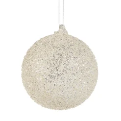 Raz Imports Raz 4" Silver Glitter Ball Glass Christmas Ornament 4520918 New