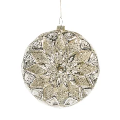 Raz Imports Raz 4.75" Silver Glitter Disc Glass Christmas Ornament 4524991 Hot