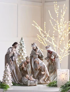 Raz Imports Raz 15.75" Silver Metallic Christmas Nativity Set 4312107 Discount