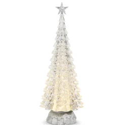 Raz Imports Raz 15" Silver or Gold Lighted Tree with Swirling Glitter Christmas Water Globe Decoration Clearance