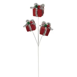 Raz Imports Raz 28" Silver Tinsel and Red Present Christmas Tree Spray F4406682 Hot