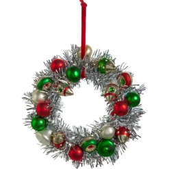 Raz Imports Raz 8" Silver Tinsel Ball Wreath Christmas Ornament 4419053
