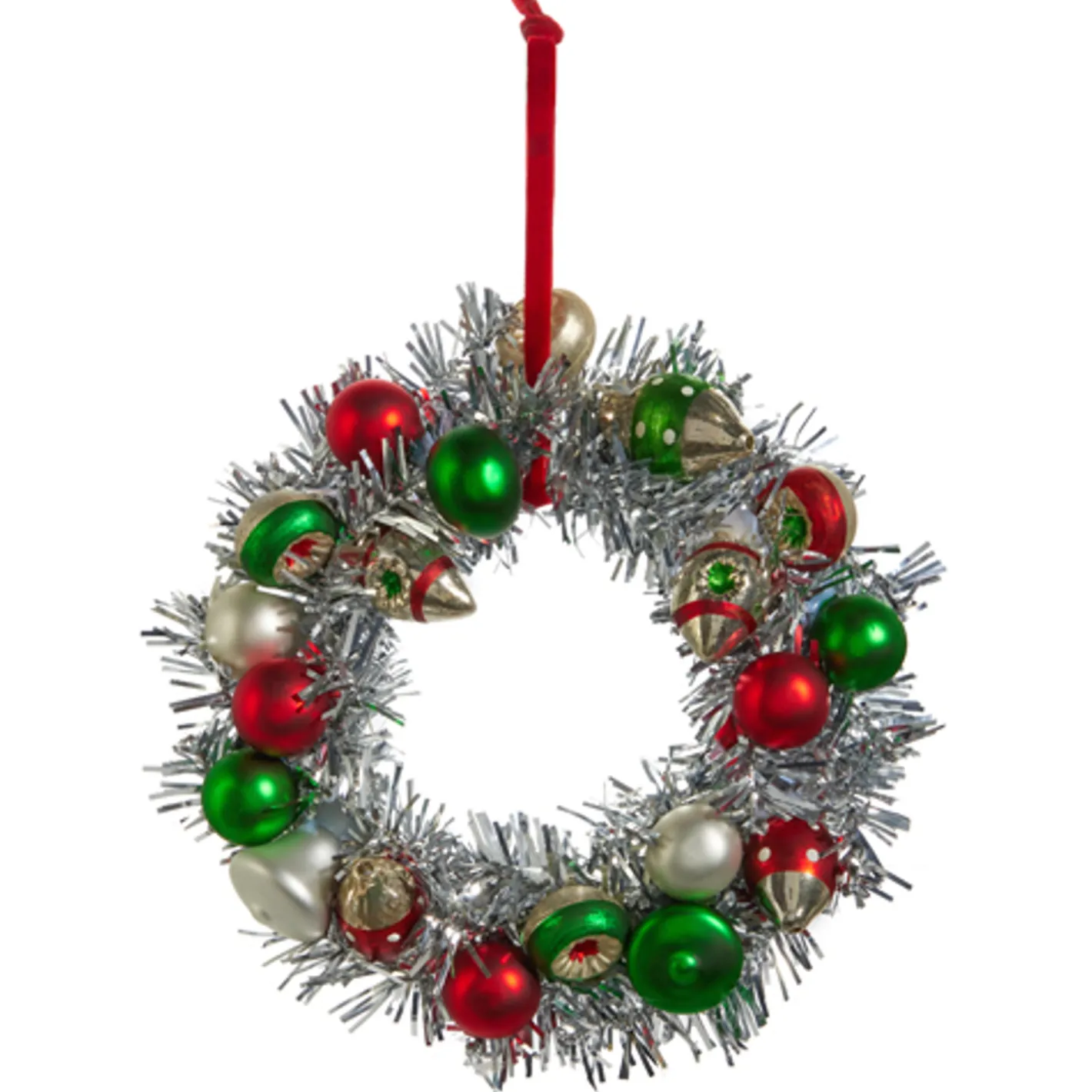 Raz Imports Raz 8" Silver Tinsel Ball Wreath Christmas Ornament 4419053