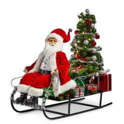 Raz Imports Raz 27" Sledding Santa Christmas Figure with Lighted Tree 4415558 Clearance