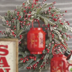 Raz Imports Raz 28" Snowy Berry and Fir Christmas Wreath W4126005 Best