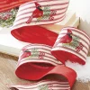 Raz Imports Raz 4" Ticking Stripe Cardinal Embroidered Wired Christmas Ribbon R4227725 Discount