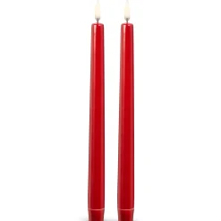 Raz Imports Raz 10" Uyuni Battery Operated Metallic Red Taper Candle with Lighted Flickering Wick 4432951 New