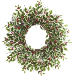 Raz Imports Raz 26" Variegated Holly Leaf and Berry Christmas Wreath W4402461 Sale