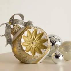 Raz Imports Raz 10" Vintage Gold and Silver Ornament Christmas Decor 4530500 Sale
