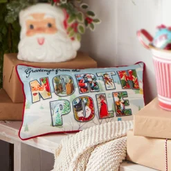 Raz Imports Raz 18" Vintage Postcard Lumbar Christmas Pillow 4321332