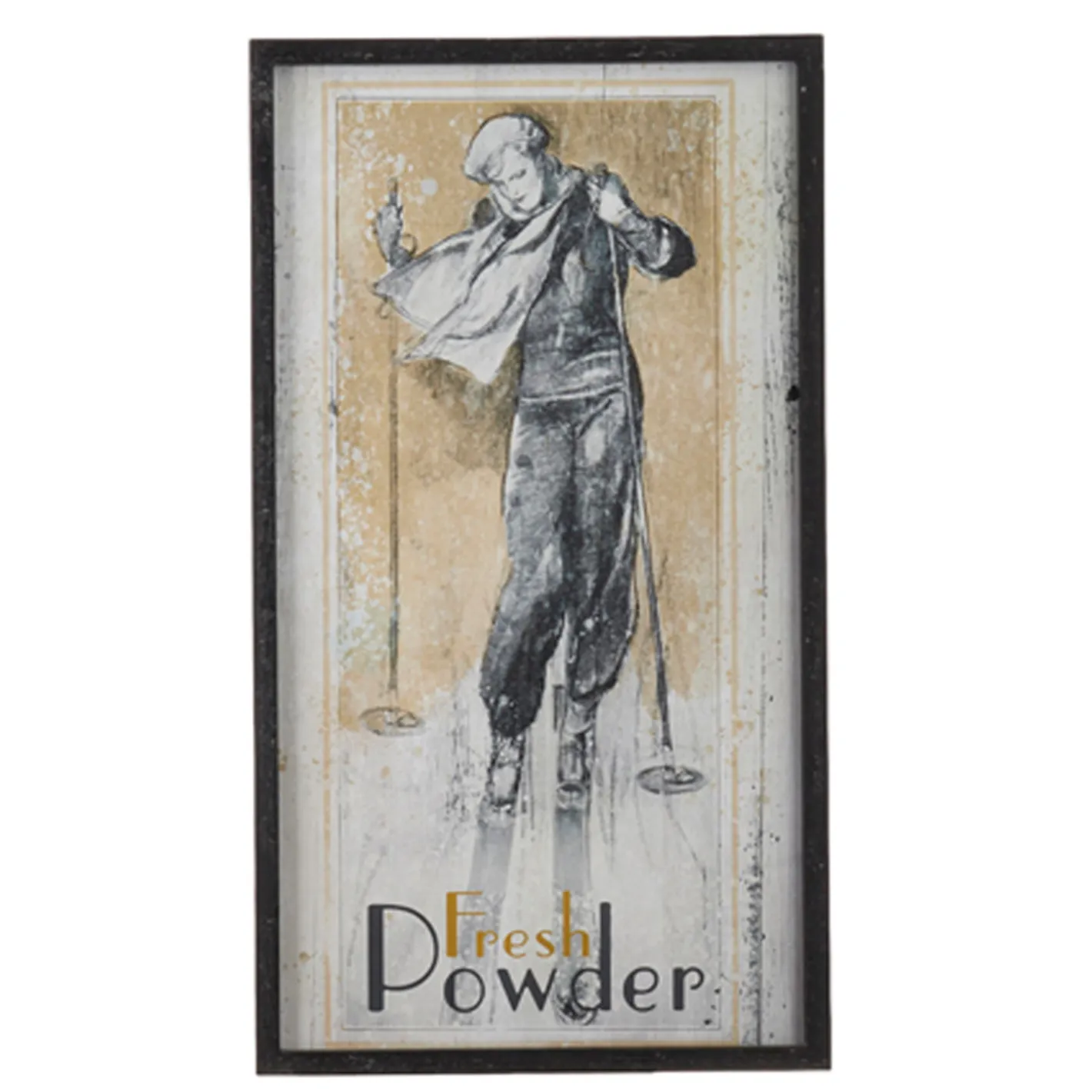 Raz Imports Raz 28" Vintage Ski Framed Wooden Christmas Wall Art 4144581 Clearance