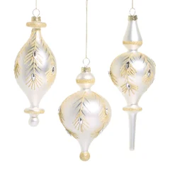 Raz Imports Raz 8.25" White and Gold Glass Christmas Ornament 4524981 Clearance