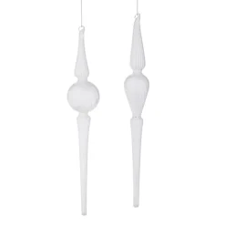 Raz Imports Raz 14.25" White Large Finial Glass Christmas Ornament 4222811 Hot