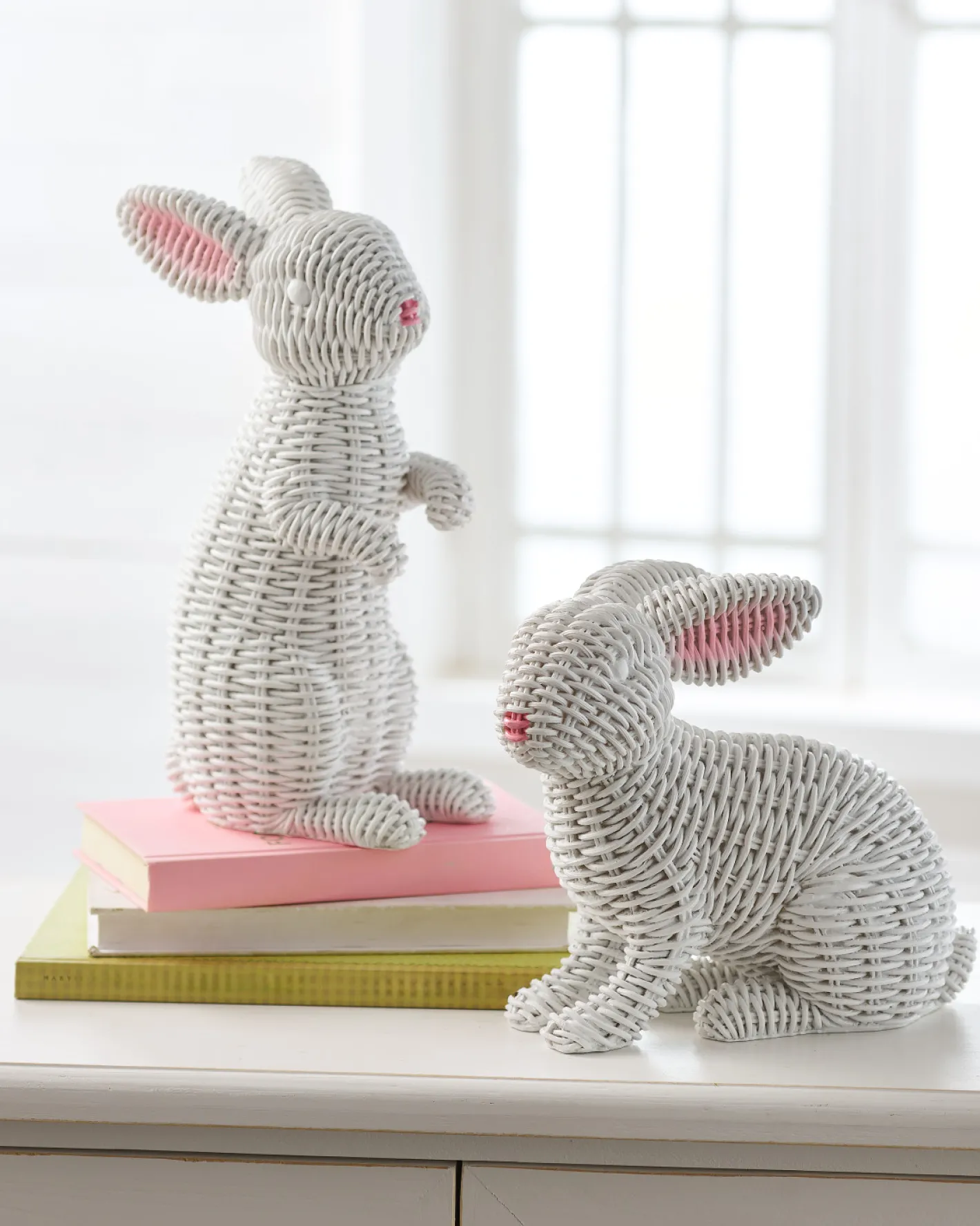 Raz Imports Raz 12.75" White Woven Wicker Bunny Figures Set of 2 4511310 Hot