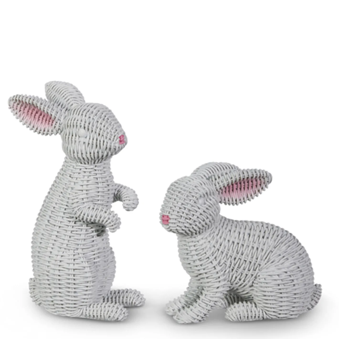 Raz Imports Raz 12.75" White Woven Wicker Bunny Figures Set of 2 4511310 Hot