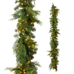 Raz Imports Raz 6.5' x 14" Pre-Lit Blue Ridge Mountain Pine Real Feel Christmas Garland G4409589 Online