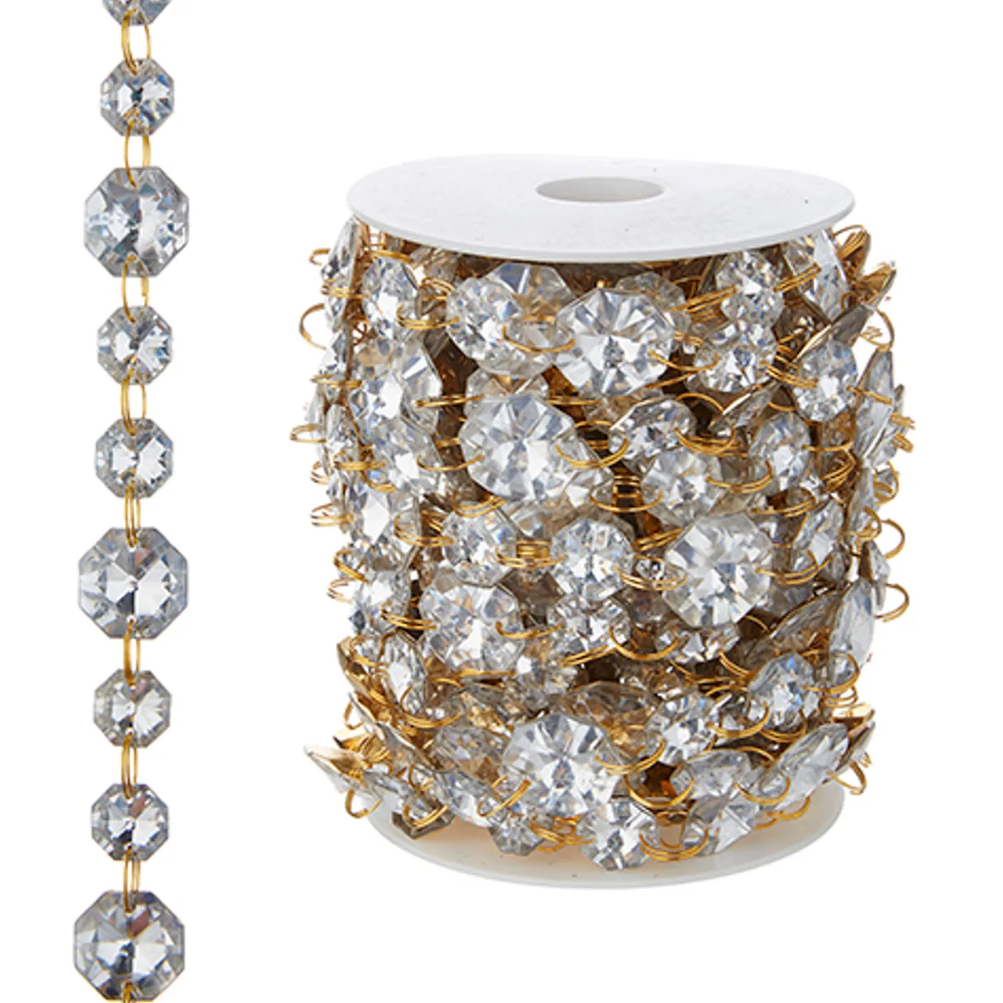 Raz Imports Raz 10 yd Gold and Jewel Crystal Christmas Garland G4202292 New