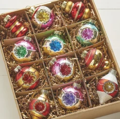 Raz Imports Raz Box of 12 3.25" Bright Vintage Glass Christmas Ornaments 4120894 Outlet