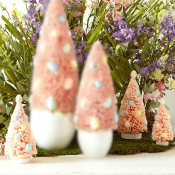 Raz Imports Raz Box of 3 Pink Bottle Brush Trees with Egg Ornaments 4415510