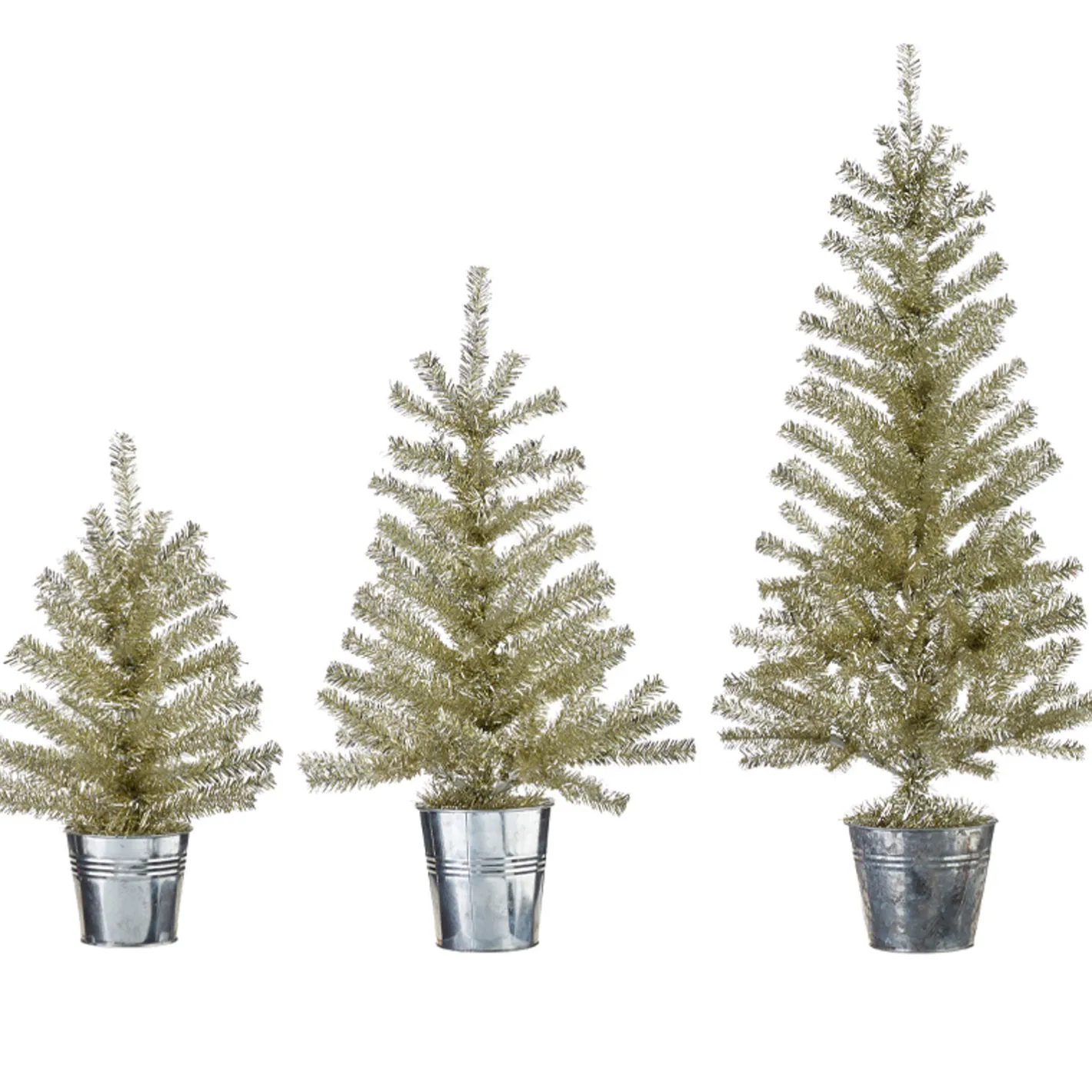 Raz Imports Raz Champagne Tinsel Tree In Galvanized Bucket Christmas Decoration