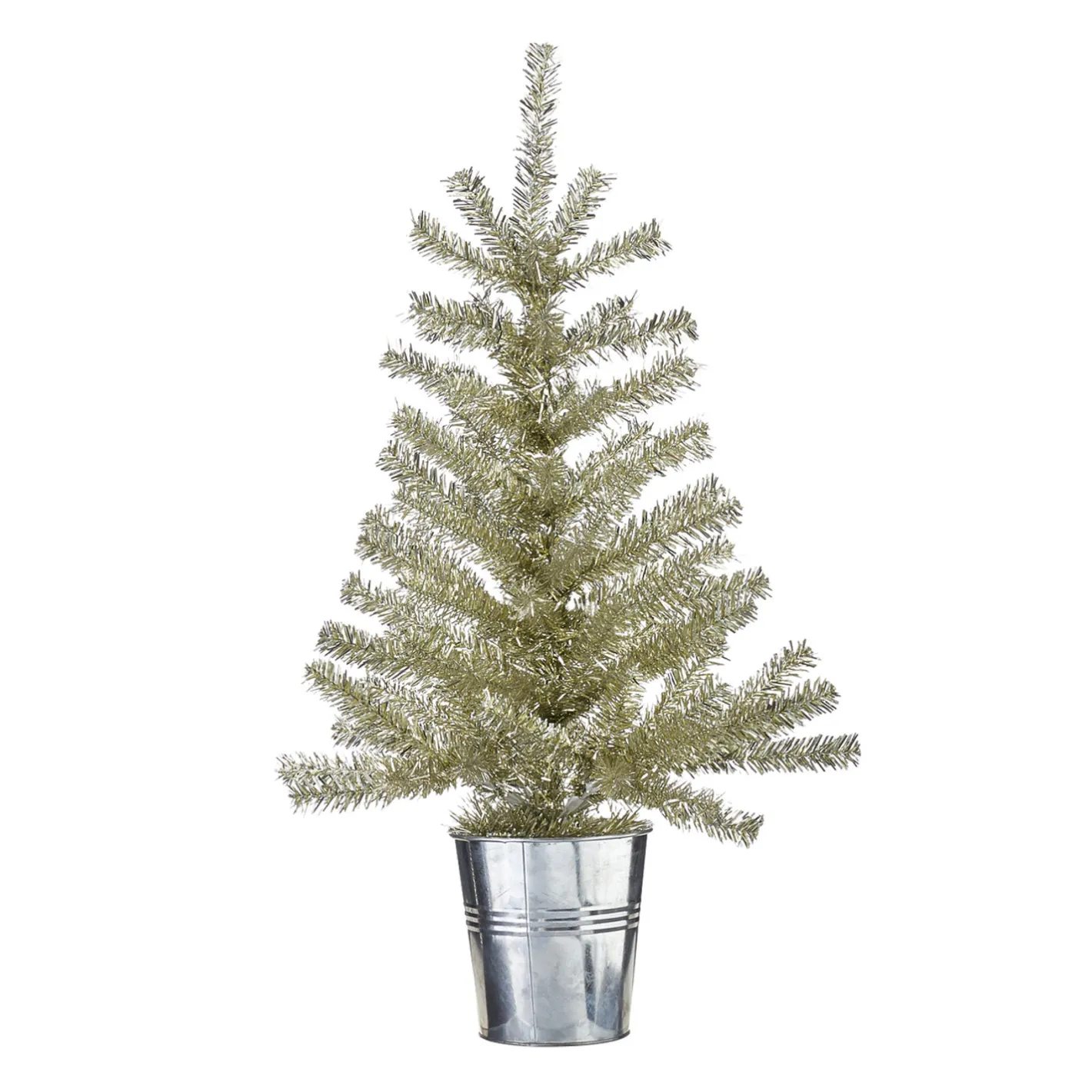 Raz Imports Raz Champagne Tinsel Tree In Galvanized Bucket Christmas Decoration