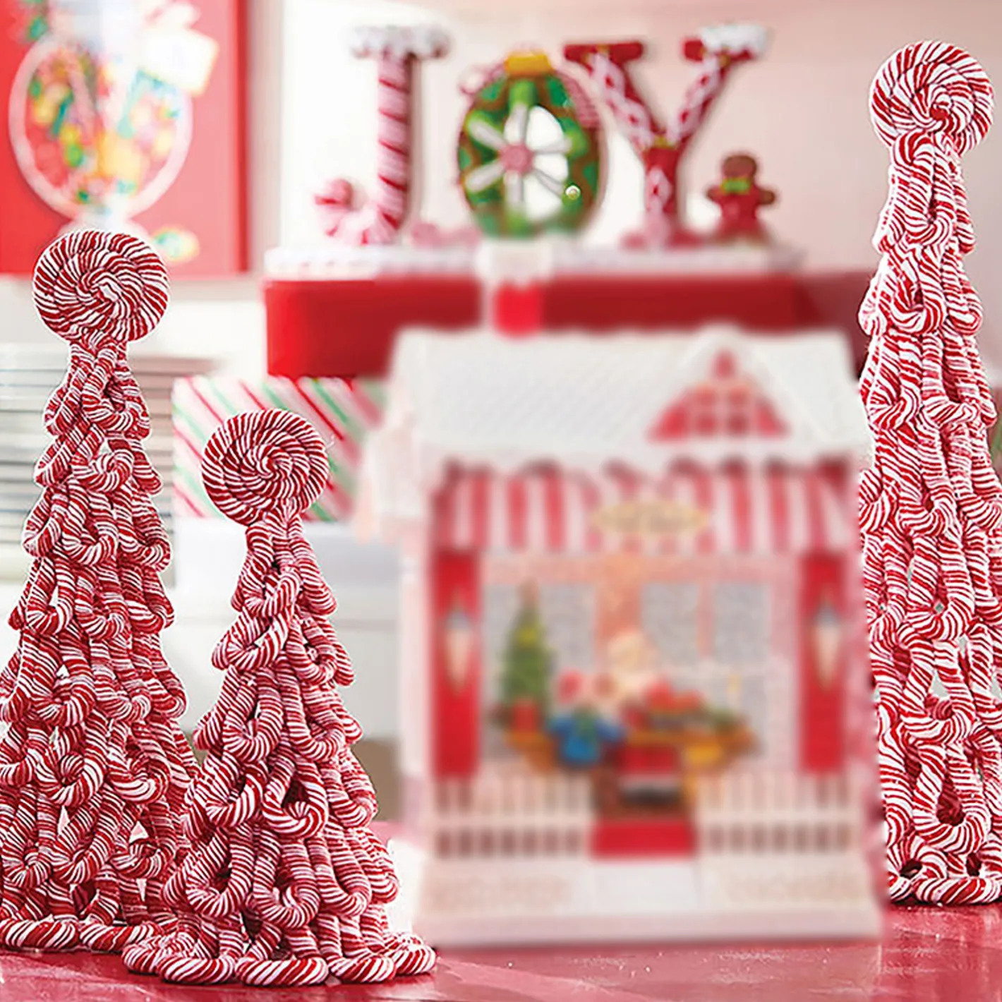Raz Imports Raz Claydough Peppermint Candy Tree Christmas Figure Set of 3 3116231