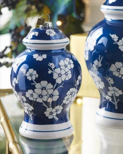 Raz Imports Raz Eric Cortina 6.5" Blue Delft Ginger Jar Glass Christmas Ornament 4353182