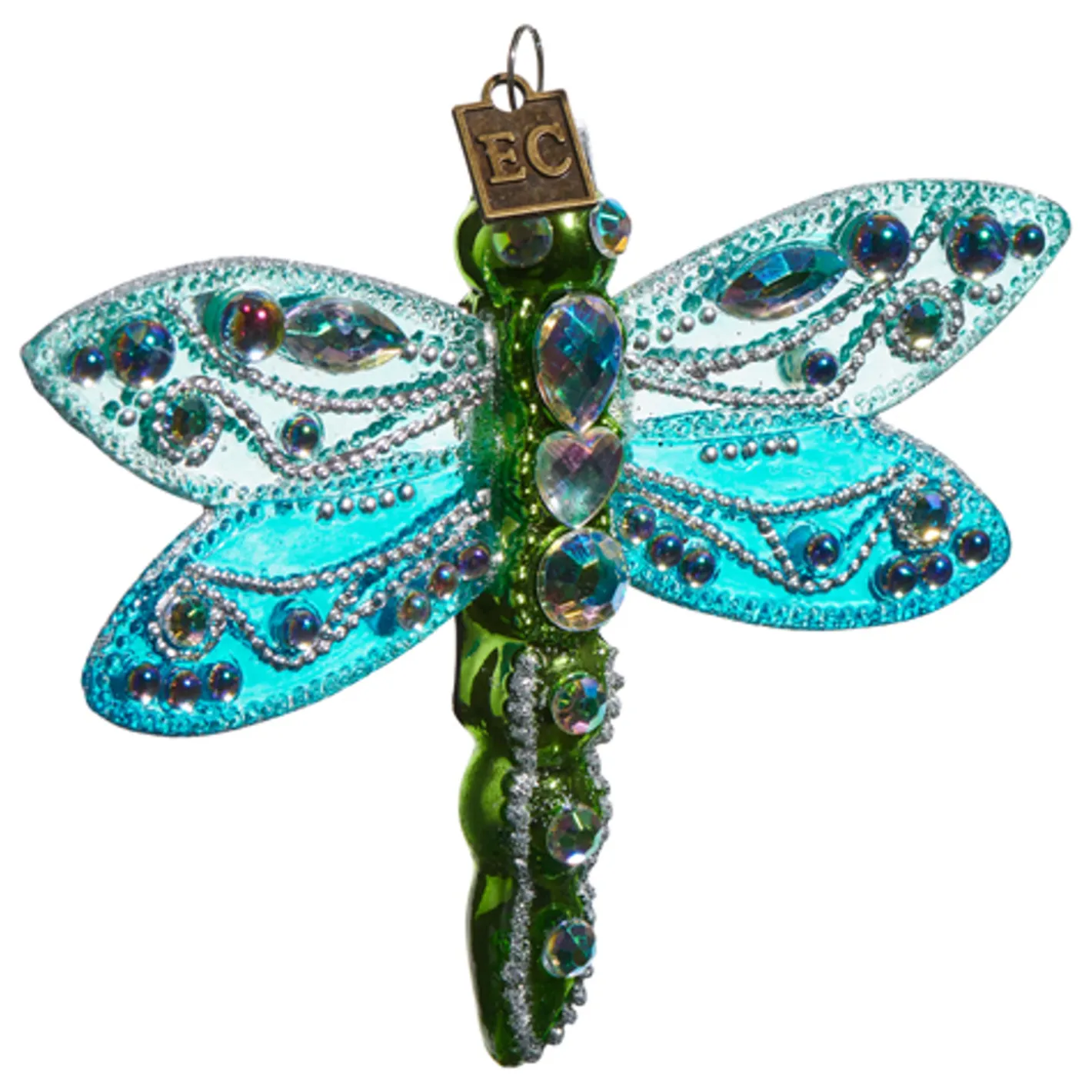 Raz Imports Raz Eric Cortina 4.5" Blue or Green Fantasy Dragonfly Glass Christmas Ornament Sale