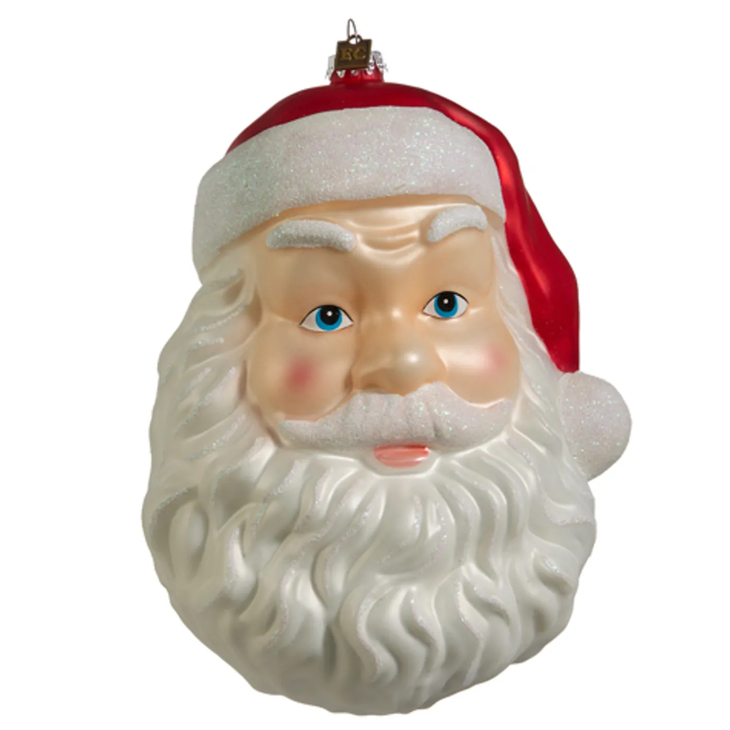 Raz Imports Raz Eric Cortina 8" Large Santa Face Blow Mold Glass Christmas 4453175 Outlet