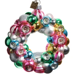Raz Imports Raz Eric Cortina 4.5" Multicolor Wreath Glass Christmas Ornament 4553180 Discount