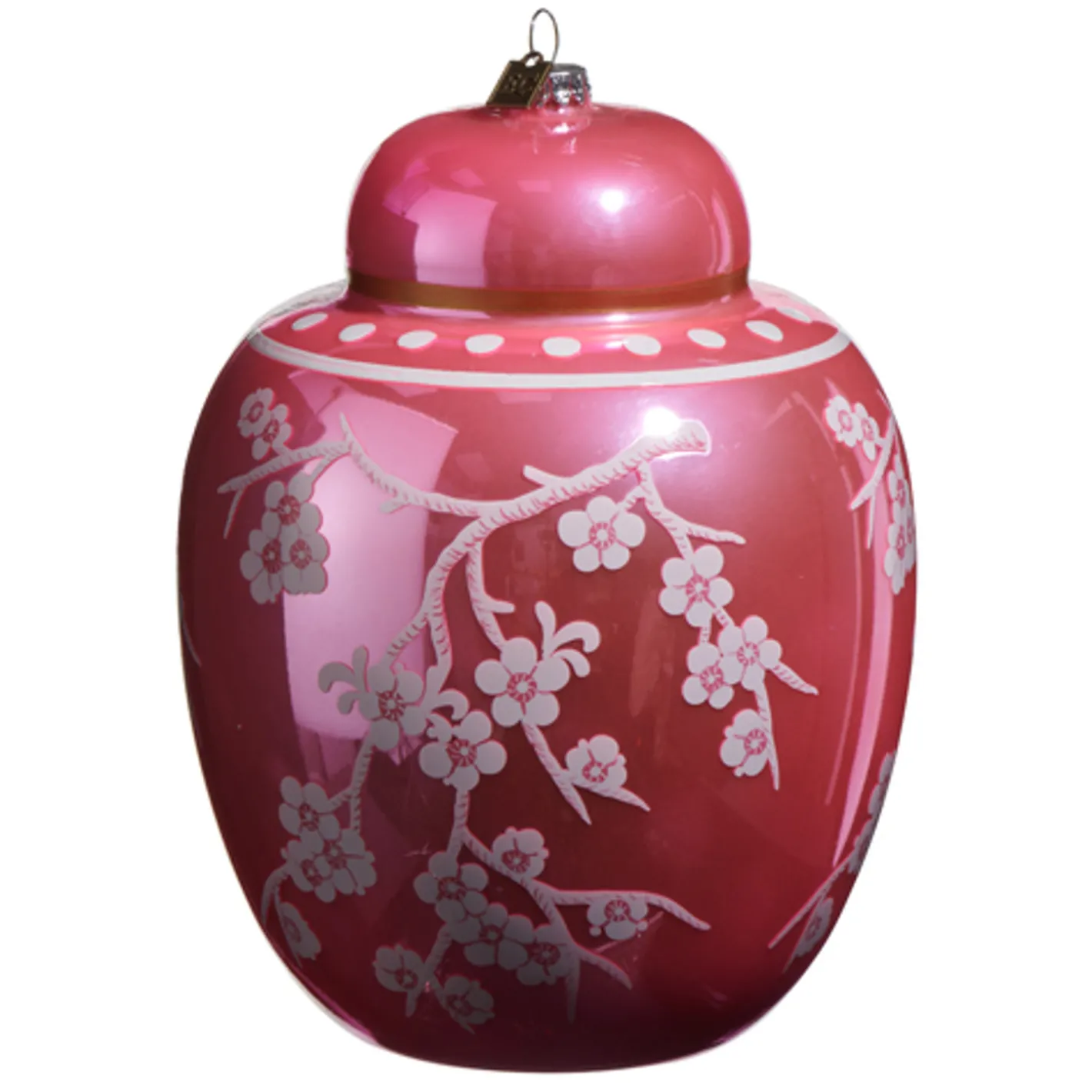 Raz Imports Raz Eric Cortina 8" Pink or Red Floral Ginger Jar Glass Christmas Ornament Sale