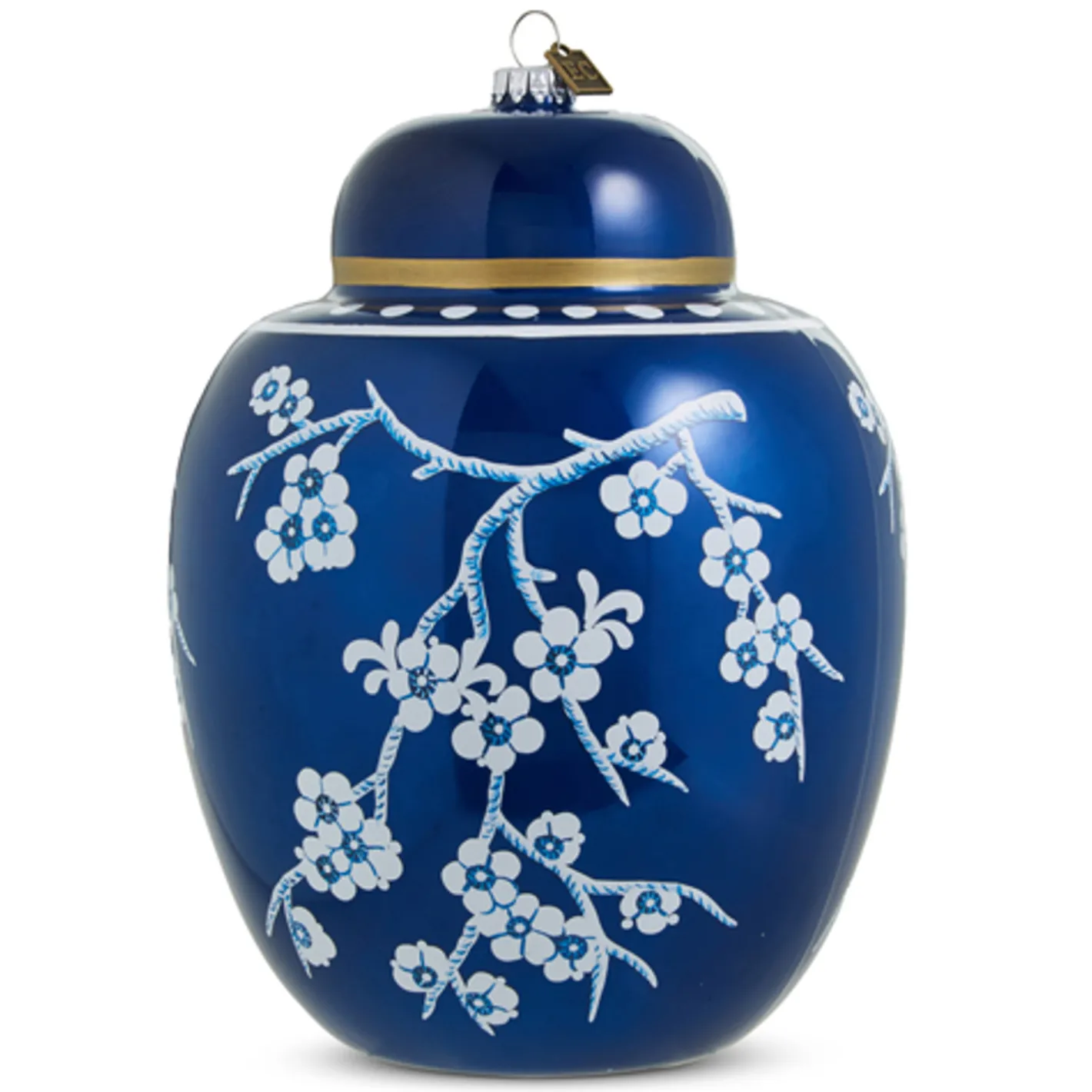 Raz Imports Raz Eric Cortina Large 8" Dark Blue Ginger Jar Glass Christmas Ornament 4353146 Clearance