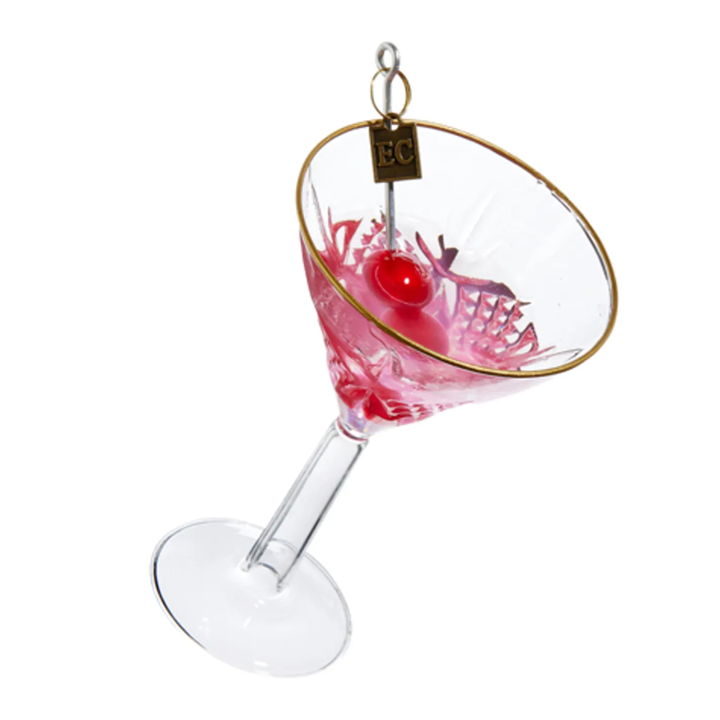Raz Imports Raz Eric Cortina Pink Martini or Champagne Glass Christmas Ornament