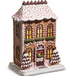 Raz Imports Raz Lighted Chocolate Frosted Gingerbread House Christmas Decoration Hot