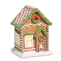Raz Imports Raz Lighted Chocolate Frosted Gingerbread House Christmas Decoration Hot