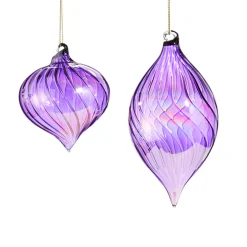 Raz Imports Raz Purple Swirl Blown Glass Christmas Ornament 4523103
