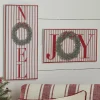 Raz Imports Raz Red and White Striped Joy or Noel Metal Framed Christmas Sign Outlet
