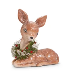 Raz Imports Raz Retro Deer with Wreath Vintage Christmas Figure Clearance