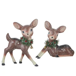 Raz Imports Raz Set of 2 12.75" Large Reindeer with Bottle Brush Wreath Christmas Figure 4212557 Online