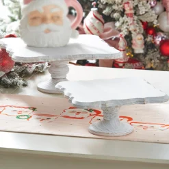 Raz Imports Raz Set of 2 13" Square Wooden White Washed Pedestal Christmas Decoration 4328017 Online