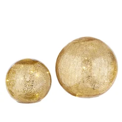 Raz Imports Raz Set of 2 Gold Mercury Glass Lighted Ball Christmas Decoration 4222802 Hot