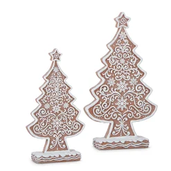 Raz Imports Raz Set of 2 Large Frosted Gingerbread Trees 4312156
