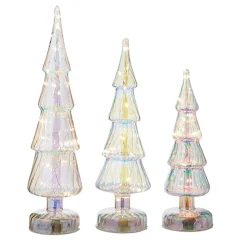 Raz Imports Raz Set of 3 Lighted Iridescent Glass Tree Christmas Decoration 4222911 Discount