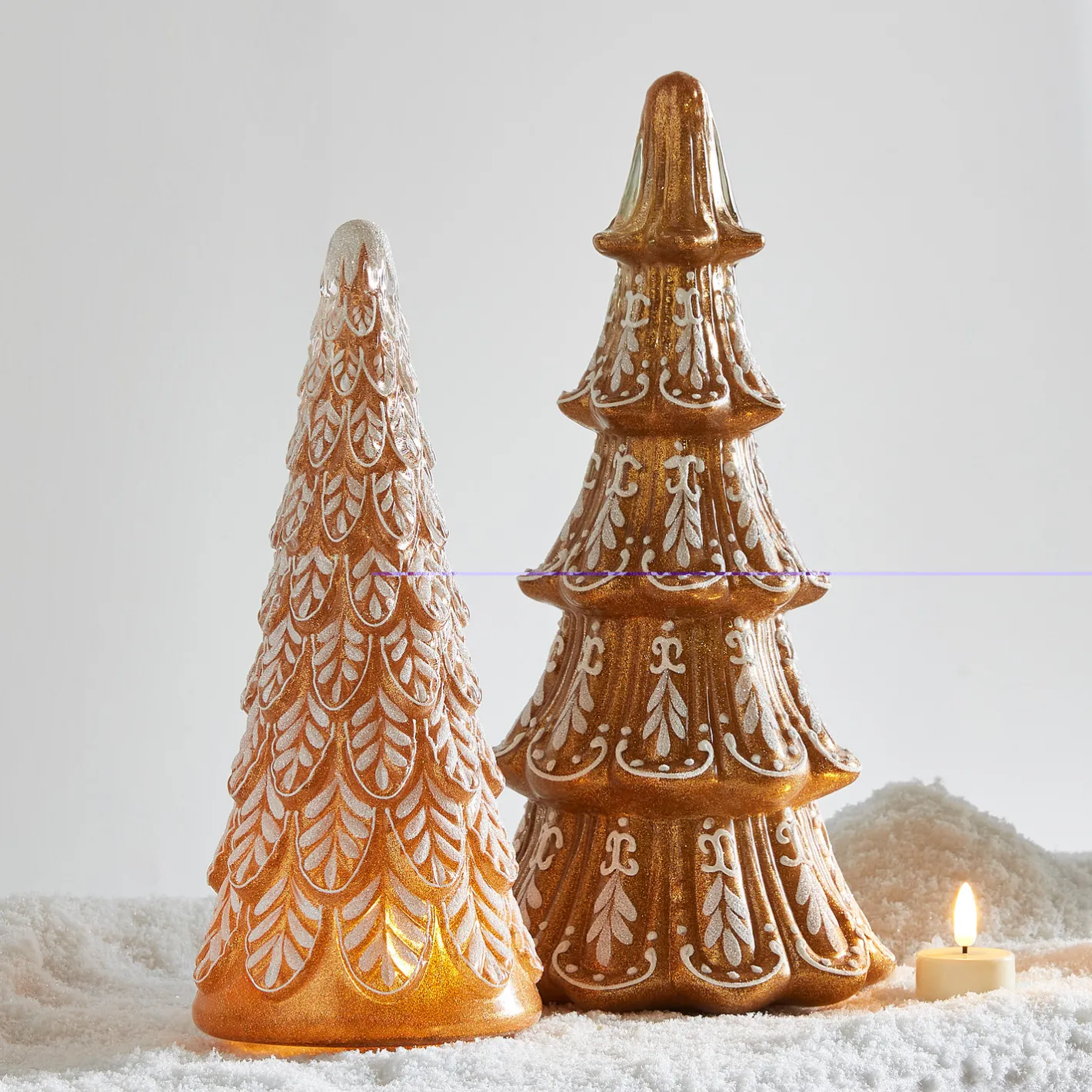 Raz Imports Raz Set of 2 Ornate Glass Gingerbread Trees 4512515 New