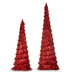 Raz Imports Raz Set of 2 Red Tinsel Trees Christmas Decoration 4334054 Outlet