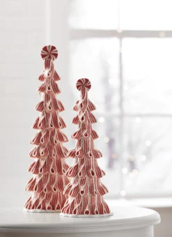 Raz Imports Raz Set of 2 Ribbon Candy Trees Christmas Decoration 4314120 Outlet