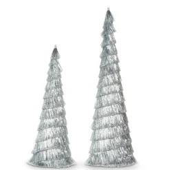 Raz Imports Raz Set of 2 Silver Tinsel Tree Christmas Decoration 4334055 Hot